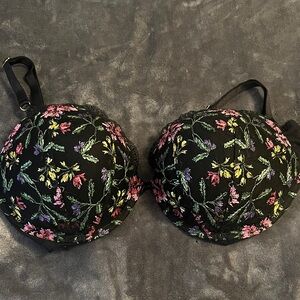 Victoria's Secret Black Bra with Floral Embroidery